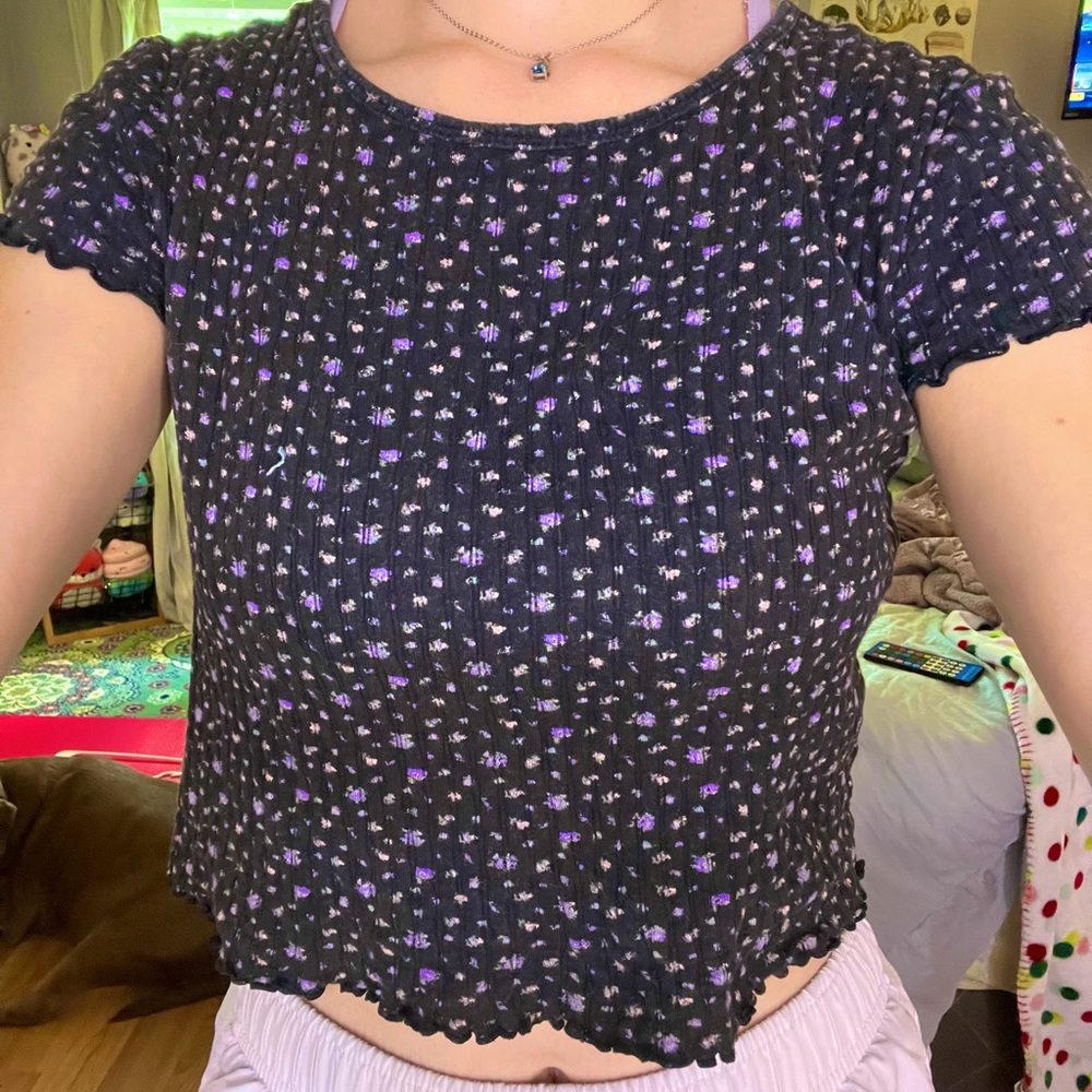 Floral American Eagle Crop Top